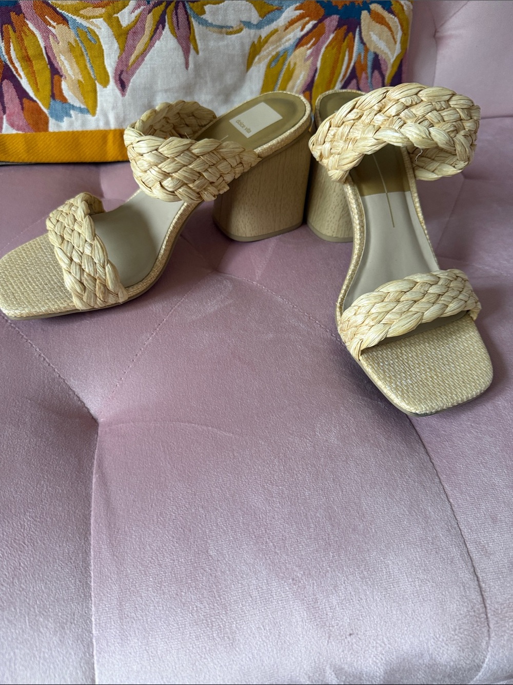 Dolce Vita Braided Natural-Tan Block Heel Sandals